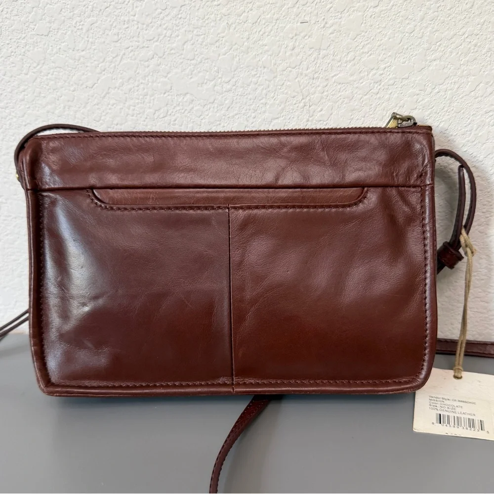 New Hobo International Mission Chocolate Brown Leather Crossbody Bag - Picture 2 of 11